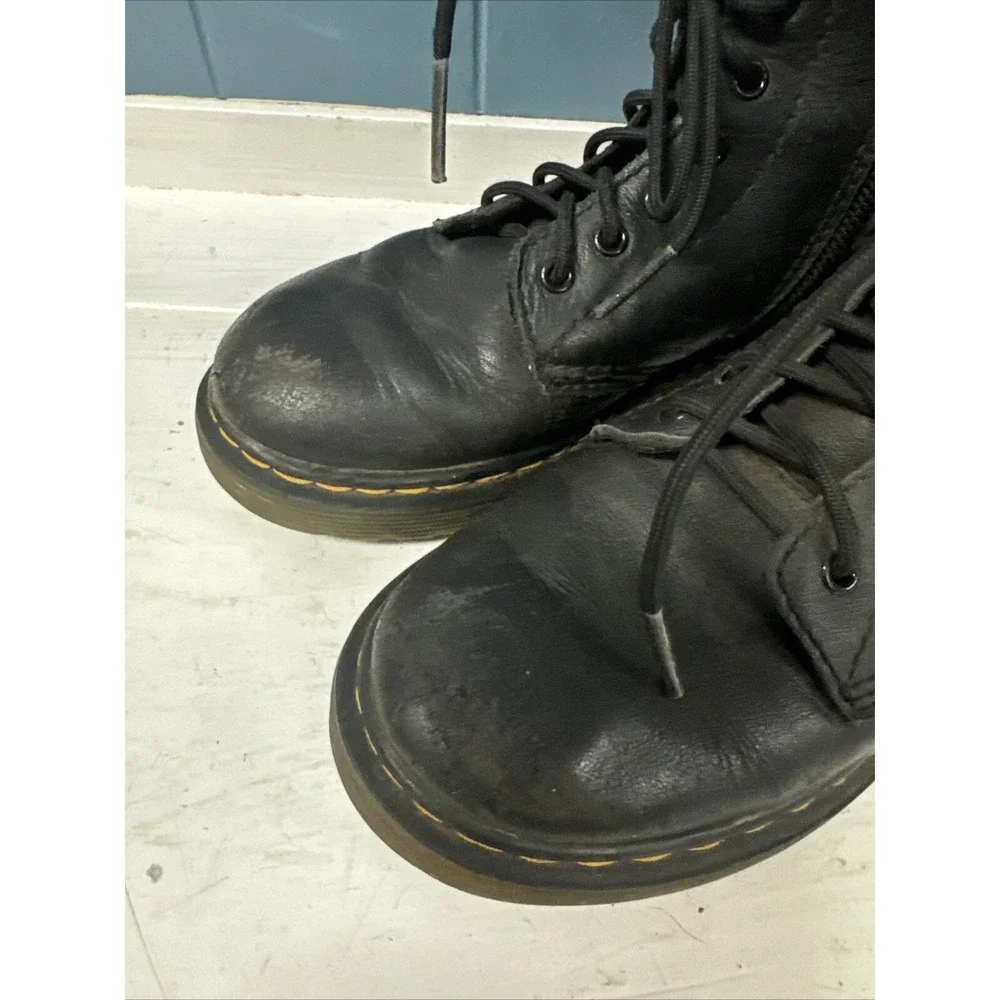 Dr. Martens 1460 J Black Leather Lace Up Zip Ankle Boots Kid's Size US 1‎ UK Q3